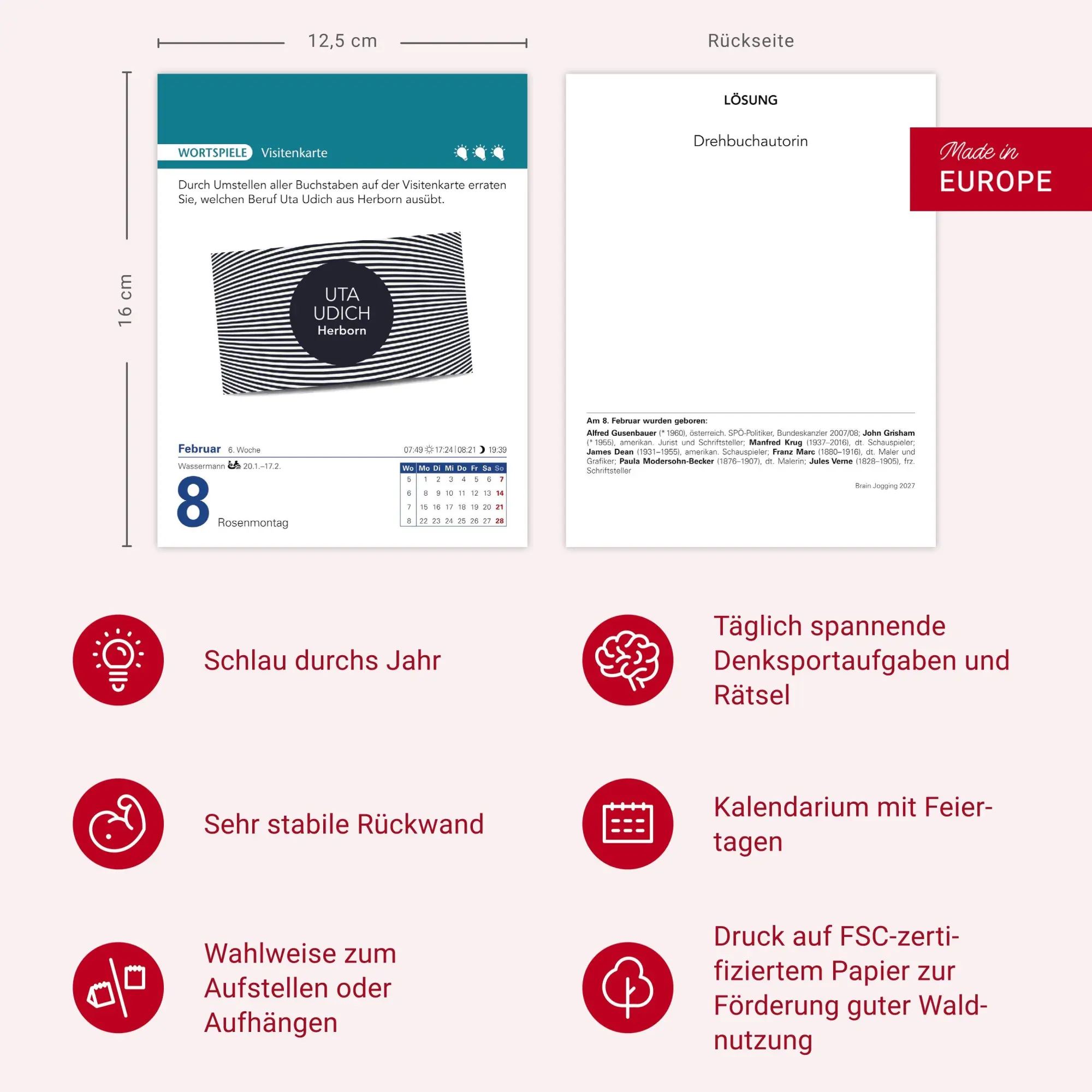 Bild: 9783840038204 | Brain Jogging Tagesabreißkalender 2027 - Gedächtnis, Konzentration,...