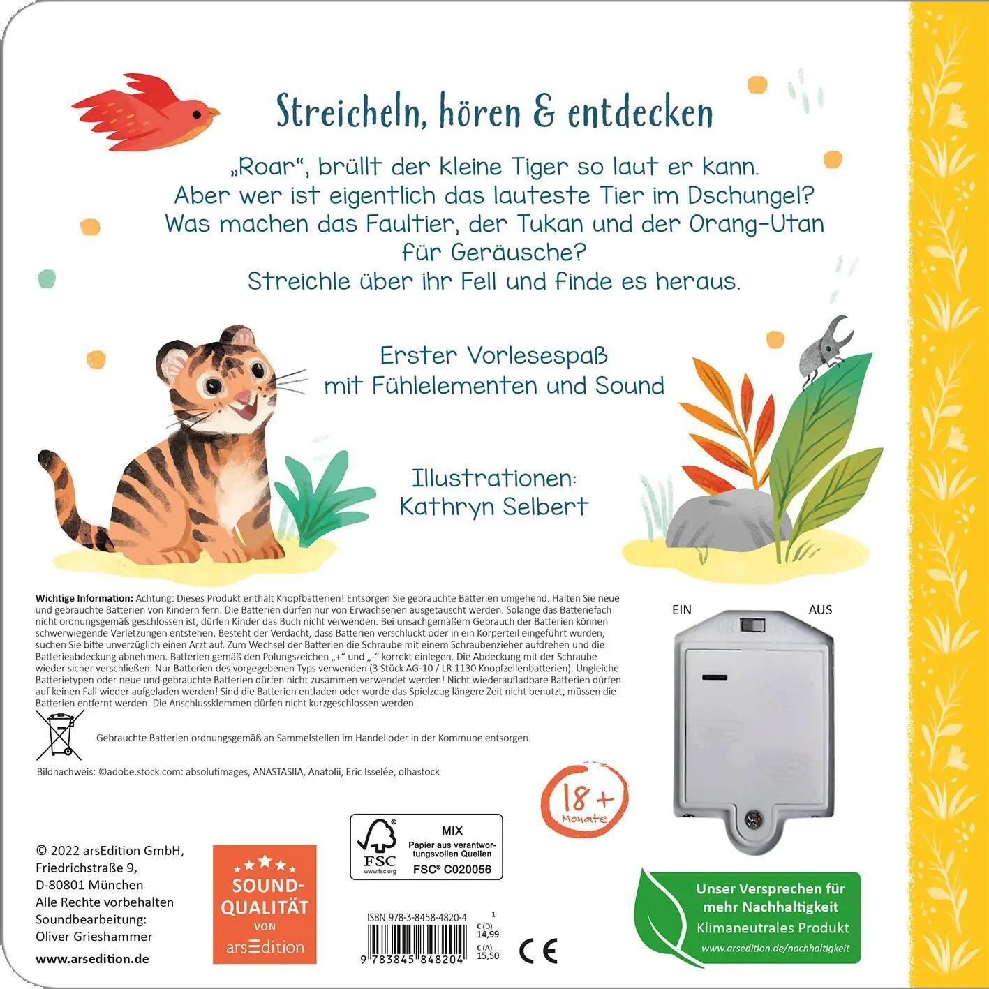 Rückseite: 9783845848204 | Hör mal, kleiner Tiger! | Streicheln und hören | Kathryn Selbert