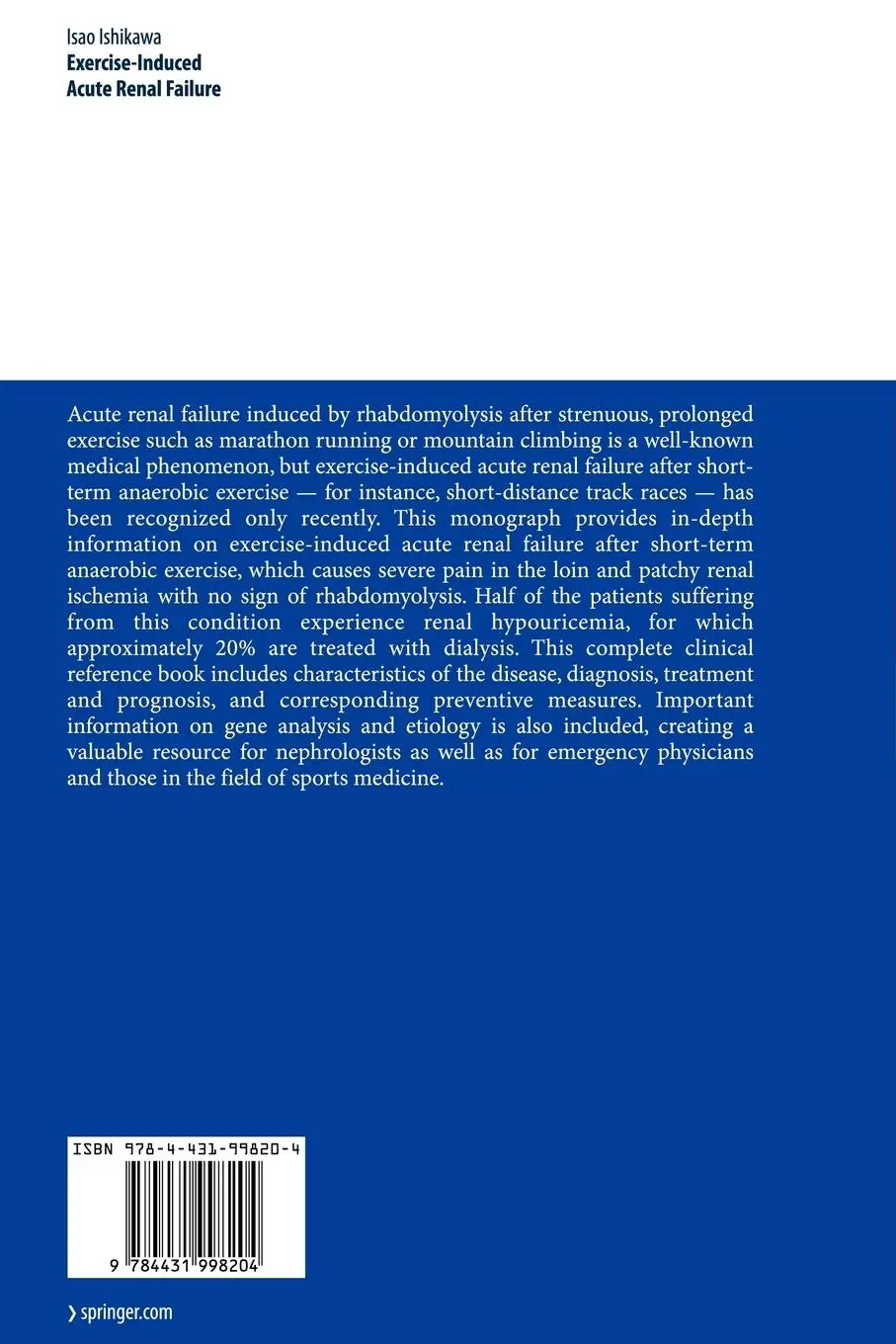 Rückseite: 9784431998204 | Exercise-Induced Acute Renal Failure | Isao Ishikawa | Taschenbuch