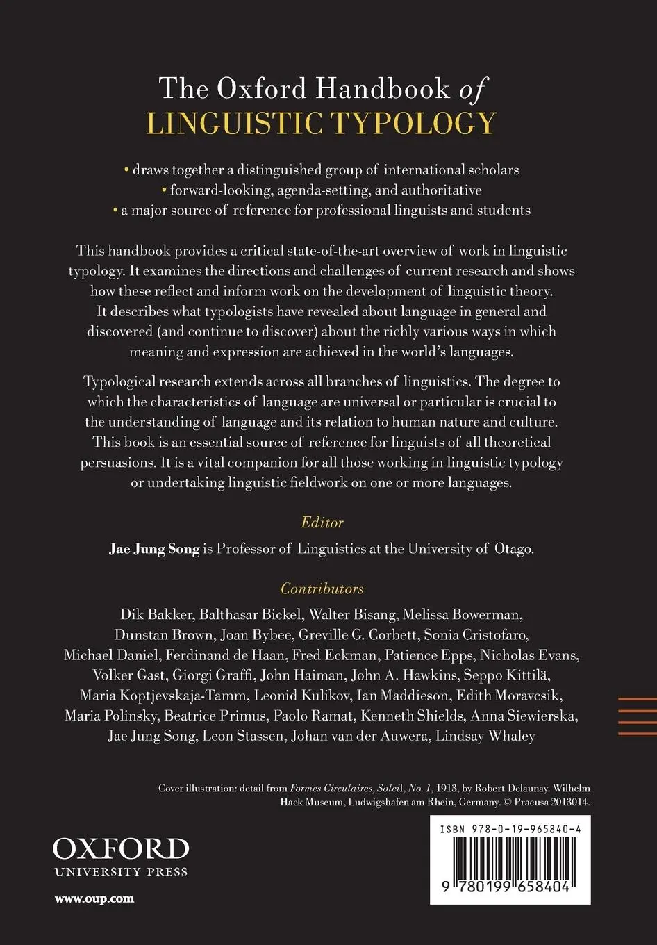Rückseite: 9780199658404 | The Oxford Handbook of Linguistic Typology | Jae Jung Song | Buch