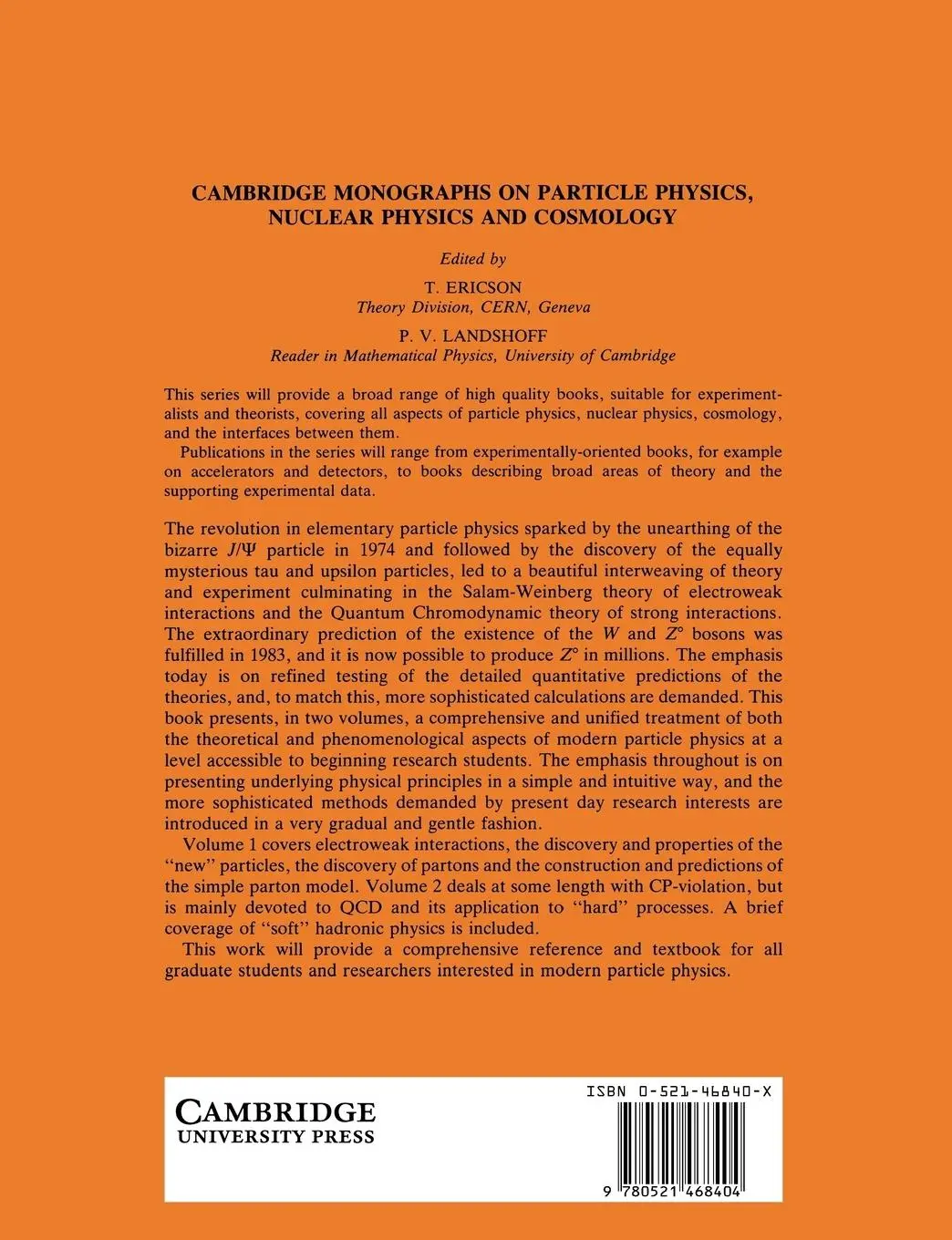 Rückseite: 9780521468404 | An Introduction to Gauge Theories and Modern Particle Physics | Vol 1