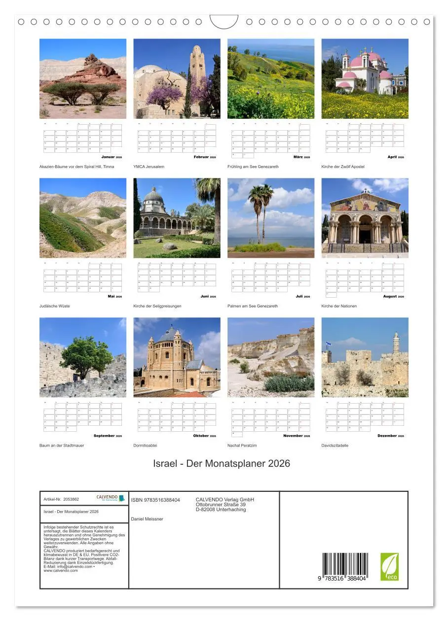 Bild: 9783516388404 | Israel - Der Monatsplaner 2026 (Wandkalender 2026 DIN A3 hoch),...