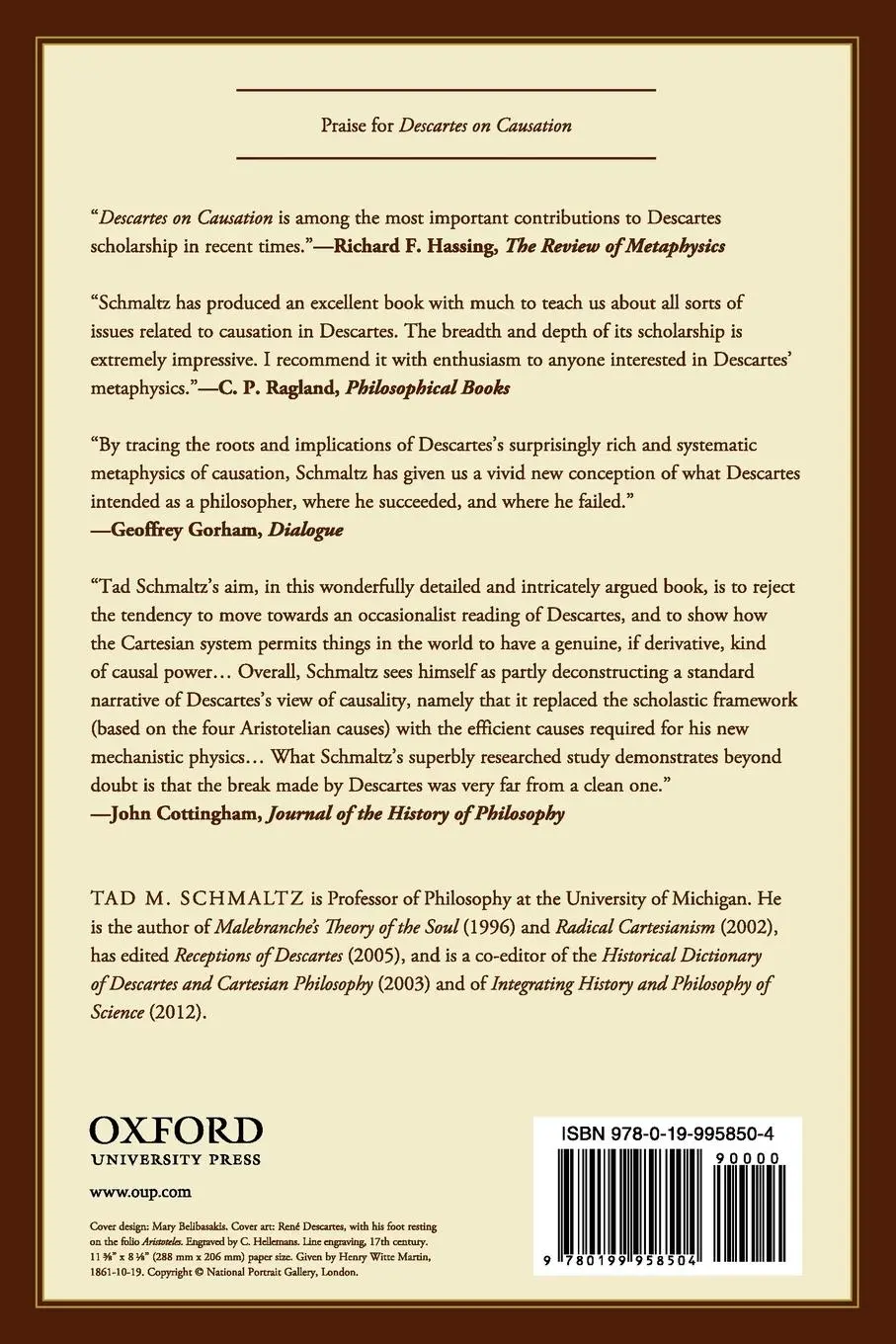 Rückseite: 9780199958504 | Descartes on Causation | Tad M. Schmaltz | Taschenbuch | Englisch