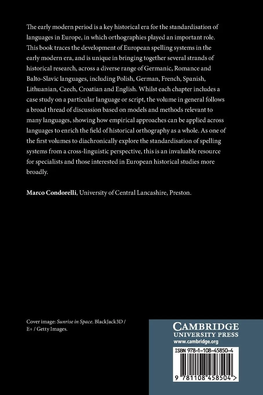 Rückseite: 9781108458504 | Advances in Historical Orthography, C. 1500-1800 | Marco Condorelli