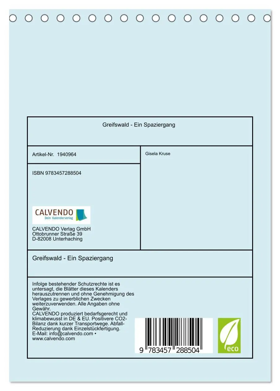 Bild: 9783457288504 | Greifswald - Ein Spaziergang (Tischkalender 2026 DIN A5 hoch),...