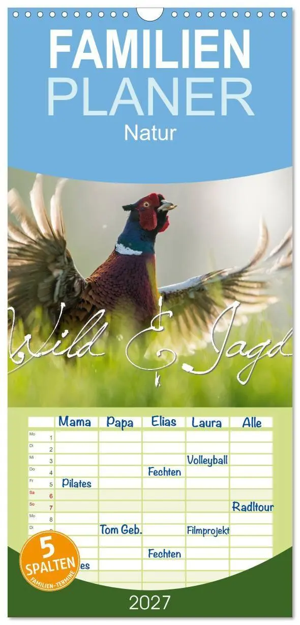Cover: 9783594348604 | Familienplaner 2027 - Emotionale Momente: Wild und Jagd. mit 5...
