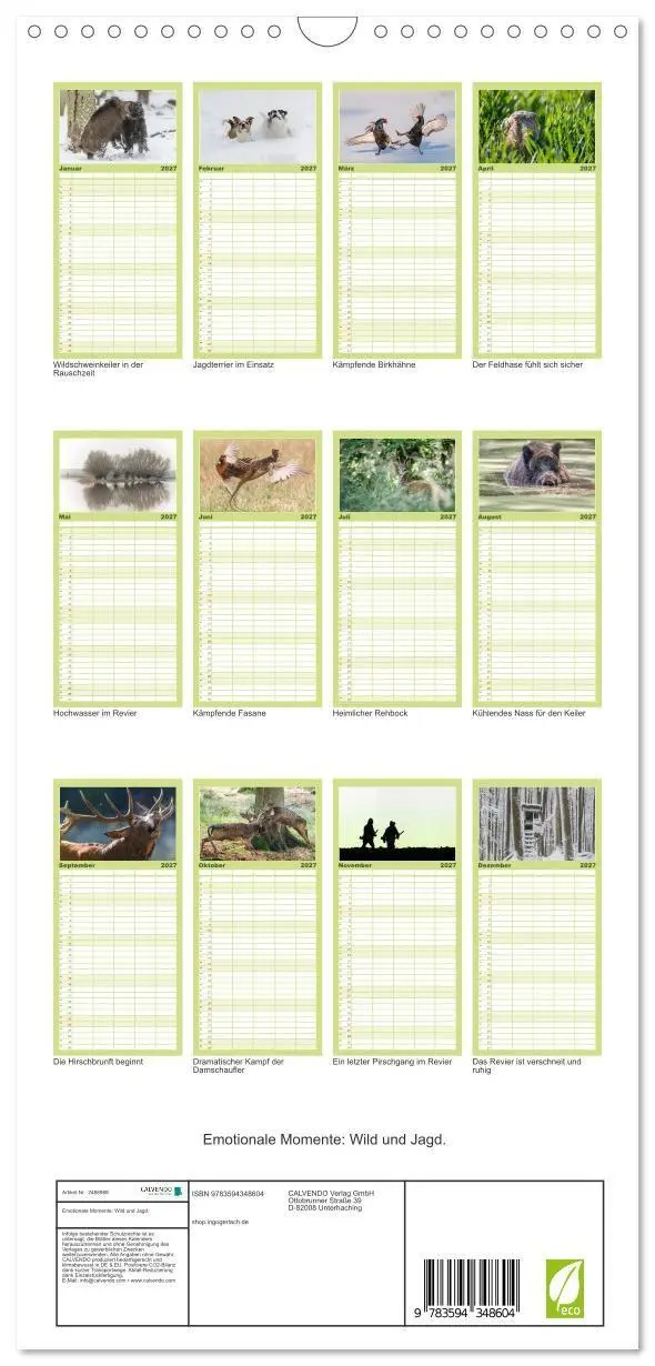 Bild: 9783594348604 | Familienplaner 2027 - Emotionale Momente: Wild und Jagd. mit 5...