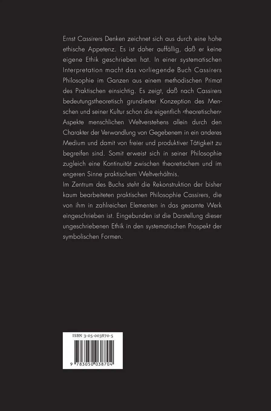 Rückseite: 9783050038704 | Kultur als Praxis | Eine Einführung in die Philosophie Ernst Cassirers