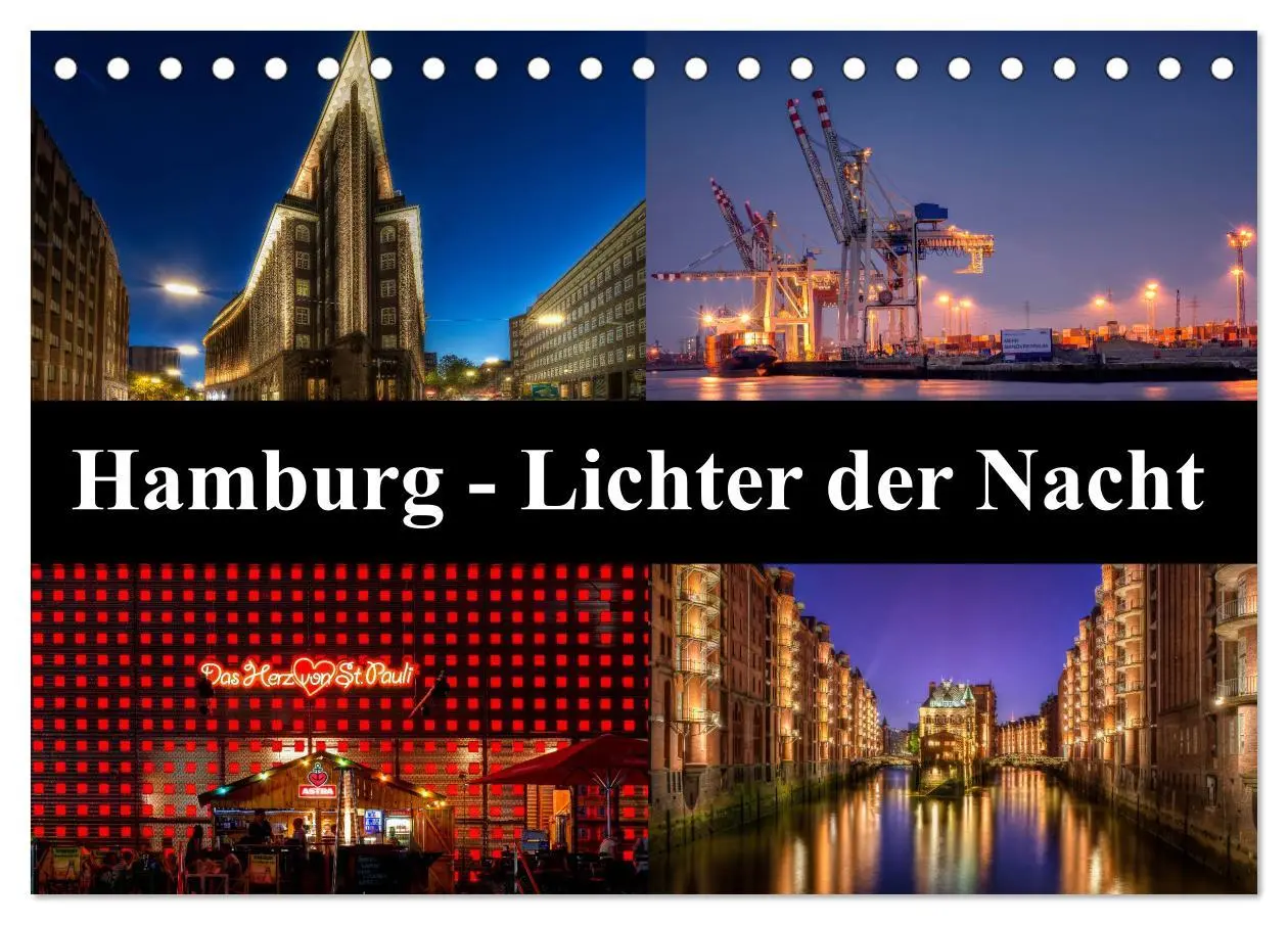 Cover: 9783516048704 | Hamburg - Lichter der Nacht (Tischkalender 2026 DIN A5 quer),...