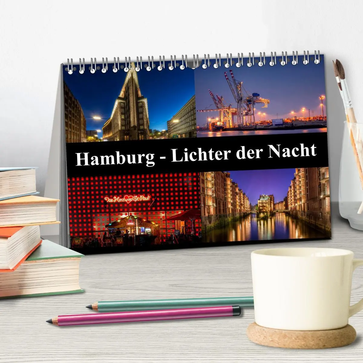 Bild: 9783516048704 | Hamburg - Lichter der Nacht (Tischkalender 2026 DIN A5 quer),...