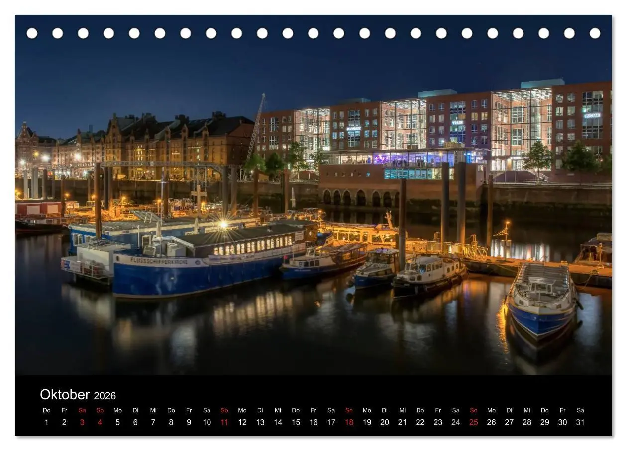Bild: 9783516048704 | Hamburg - Lichter der Nacht (Tischkalender 2026 DIN A5 quer),...