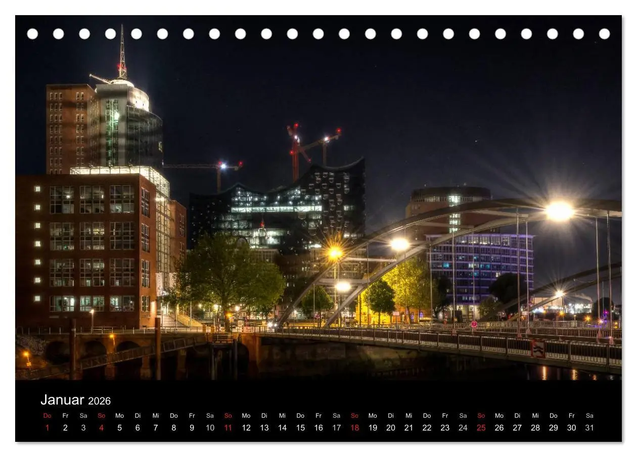 Bild: 9783516048704 | Hamburg - Lichter der Nacht (Tischkalender 2026 DIN A5 quer),...