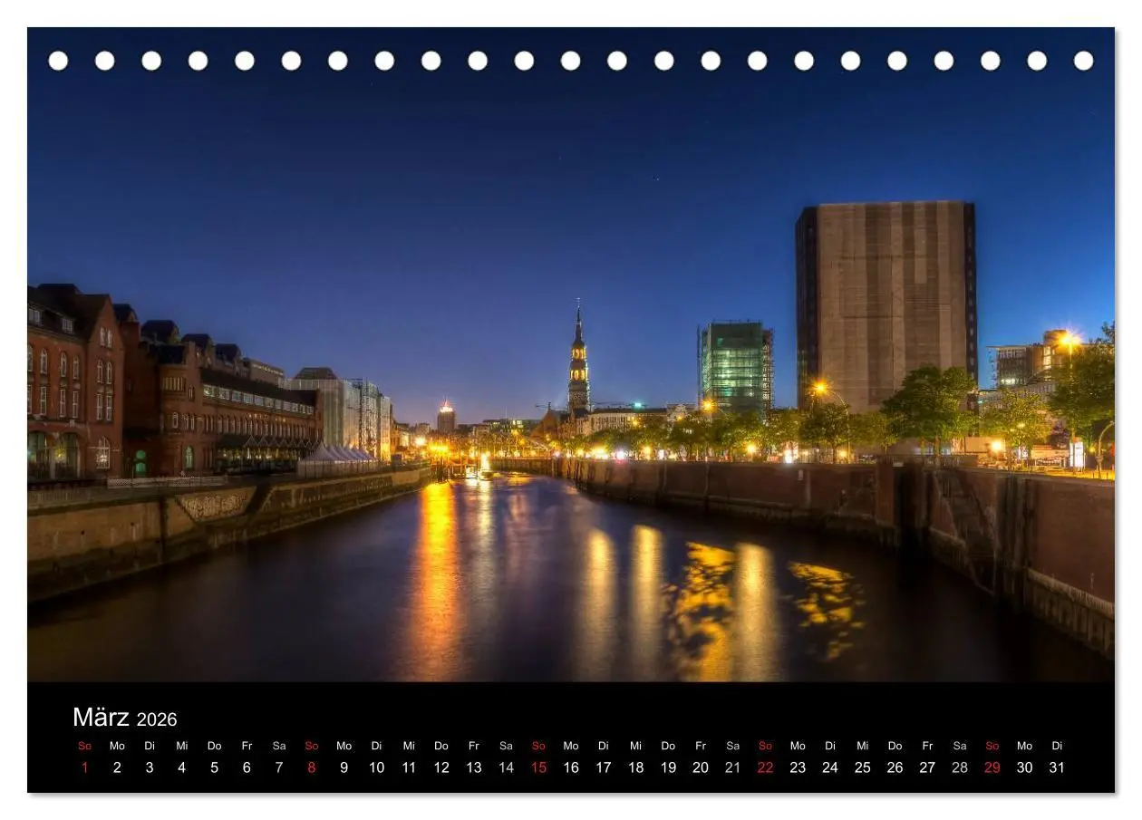 Bild: 9783516048704 | Hamburg - Lichter der Nacht (Tischkalender 2026 DIN A5 quer),...