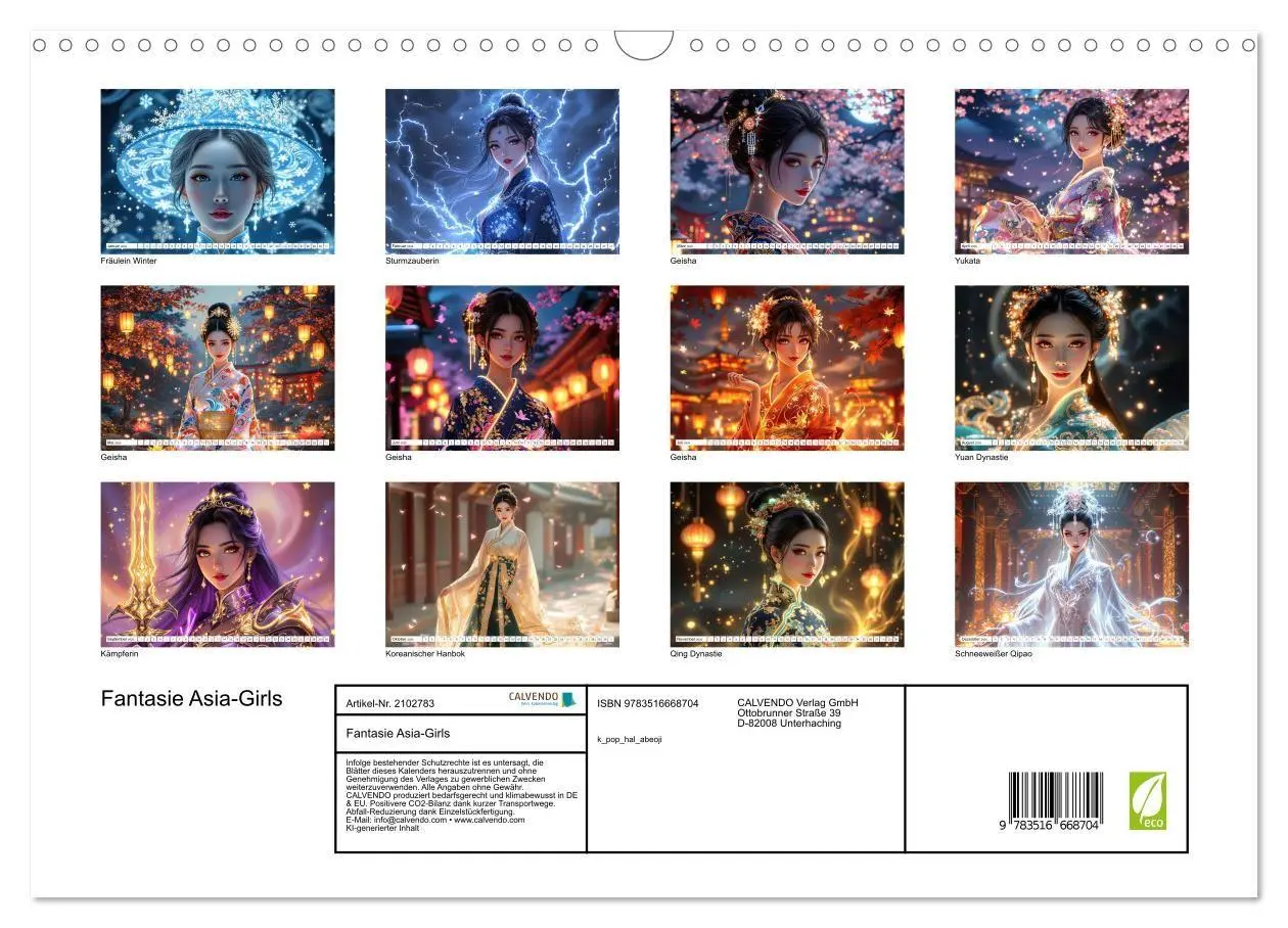 Bild: 9783516668704 | Fantasie Asia-Girls (Wandkalender 2026 DIN A3 quer), CALVENDO...