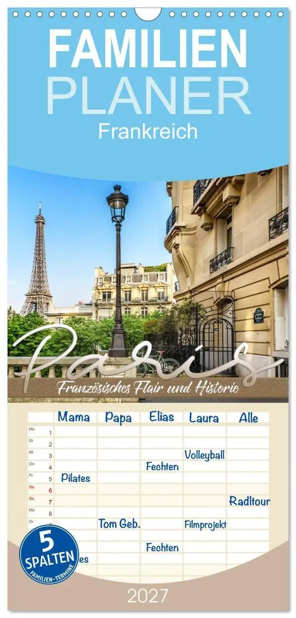 Cover: 9783594338704 | Familienplaner 2027 - PARIS Französisches Flair und Historie mit 5...
