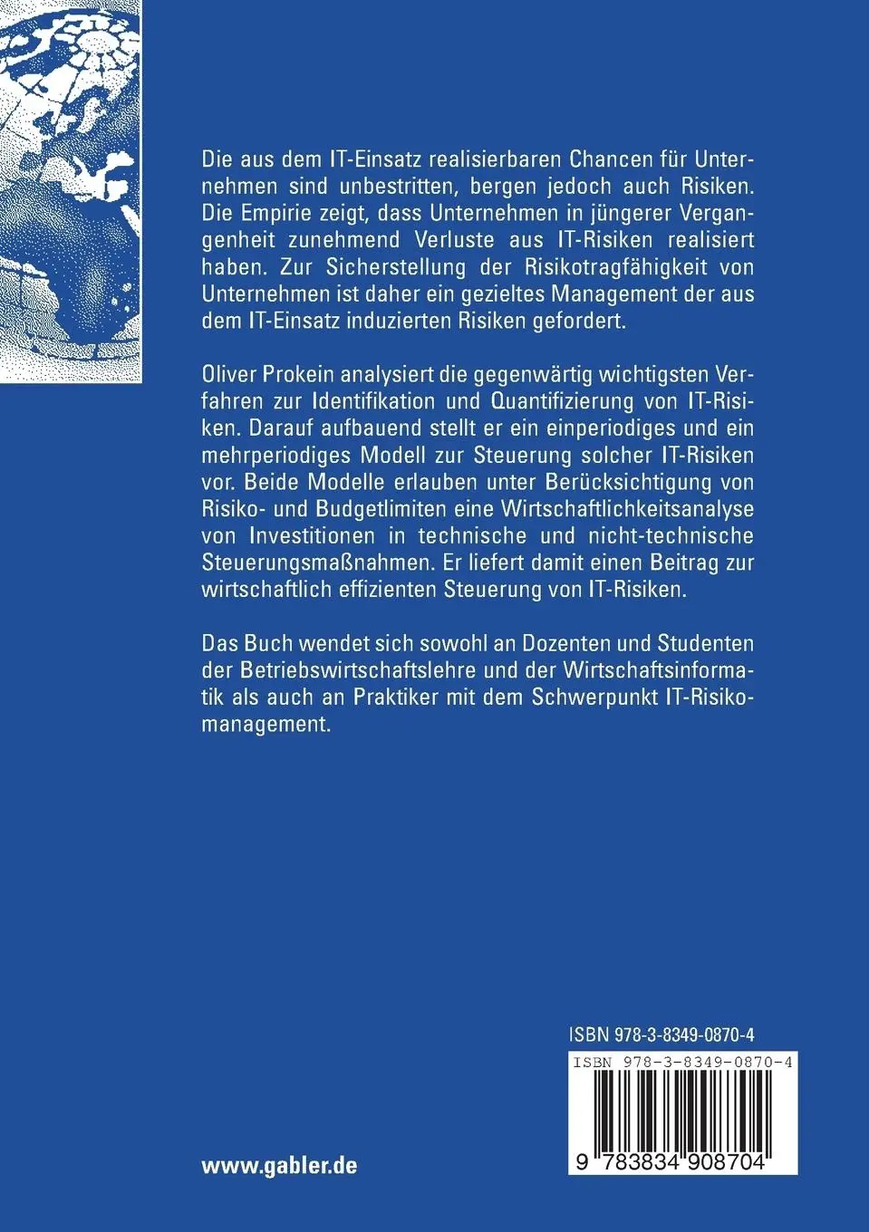 Rückseite: 9783834908704 | IT-Risikomanagement | Oliver Prokein | Taschenbuch | xxi | Deutsch