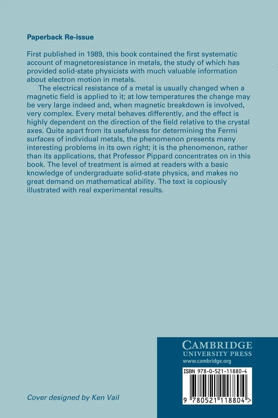 Rückseite: 9780521118804 | Magnetoresistance in Metals | Alfred Brian Pippard (u. a.) | Buch