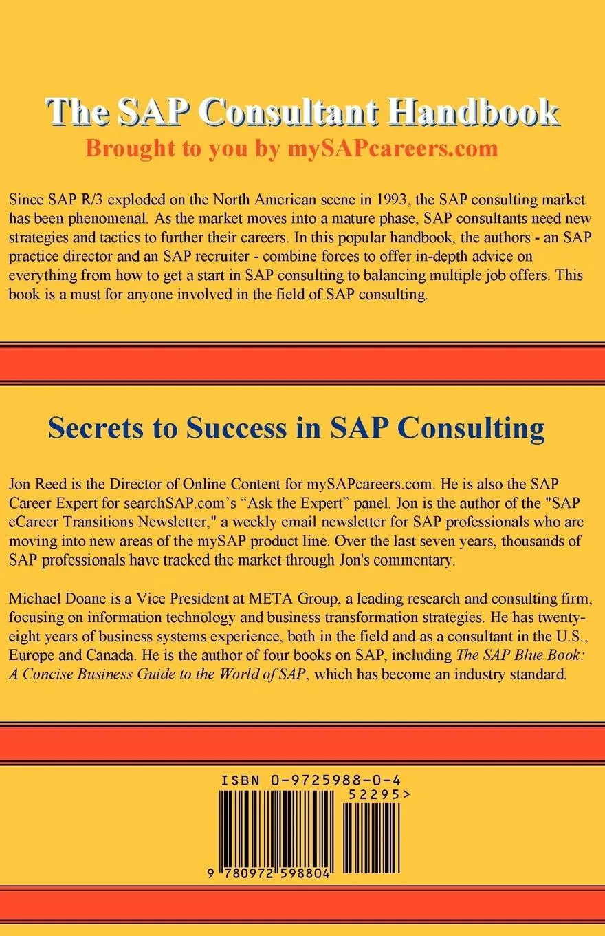 Rückseite: 9780972598804 | The SAP Consultant Handbook | Jon Reed (u. a.) | Taschenbuch | 2002