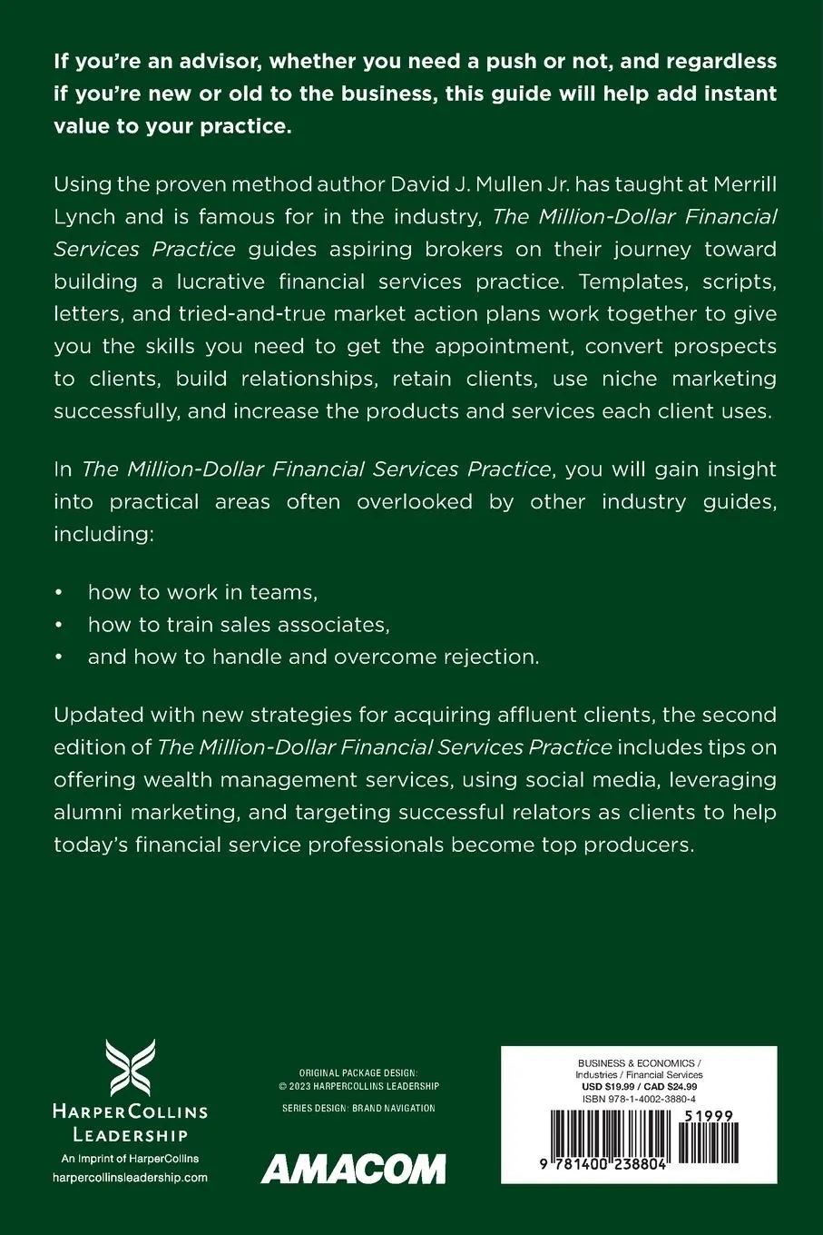 Rückseite: 9781400238804 | The Million-Dollar Financial Services Practice | Jr. David J. Mullen
