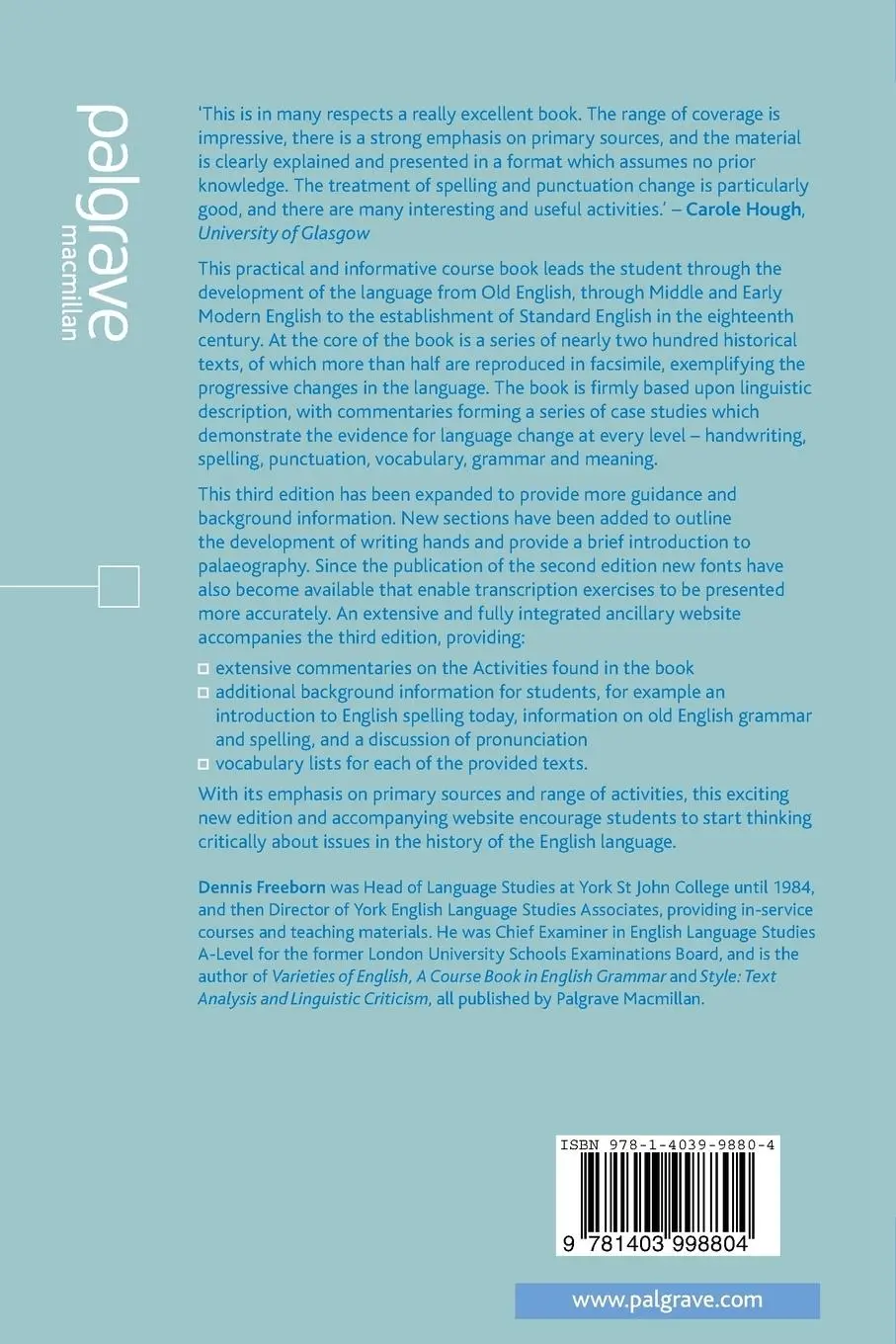 Rückseite: 9781403998804 | From Old English to Standard English | Dennis Freeborn | Taschenbuch