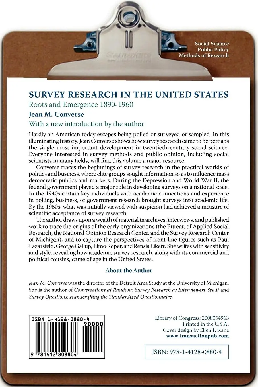 Rückseite: 9781412808804 | Survey Research in the United States | Roots and Emergence 1890-1960