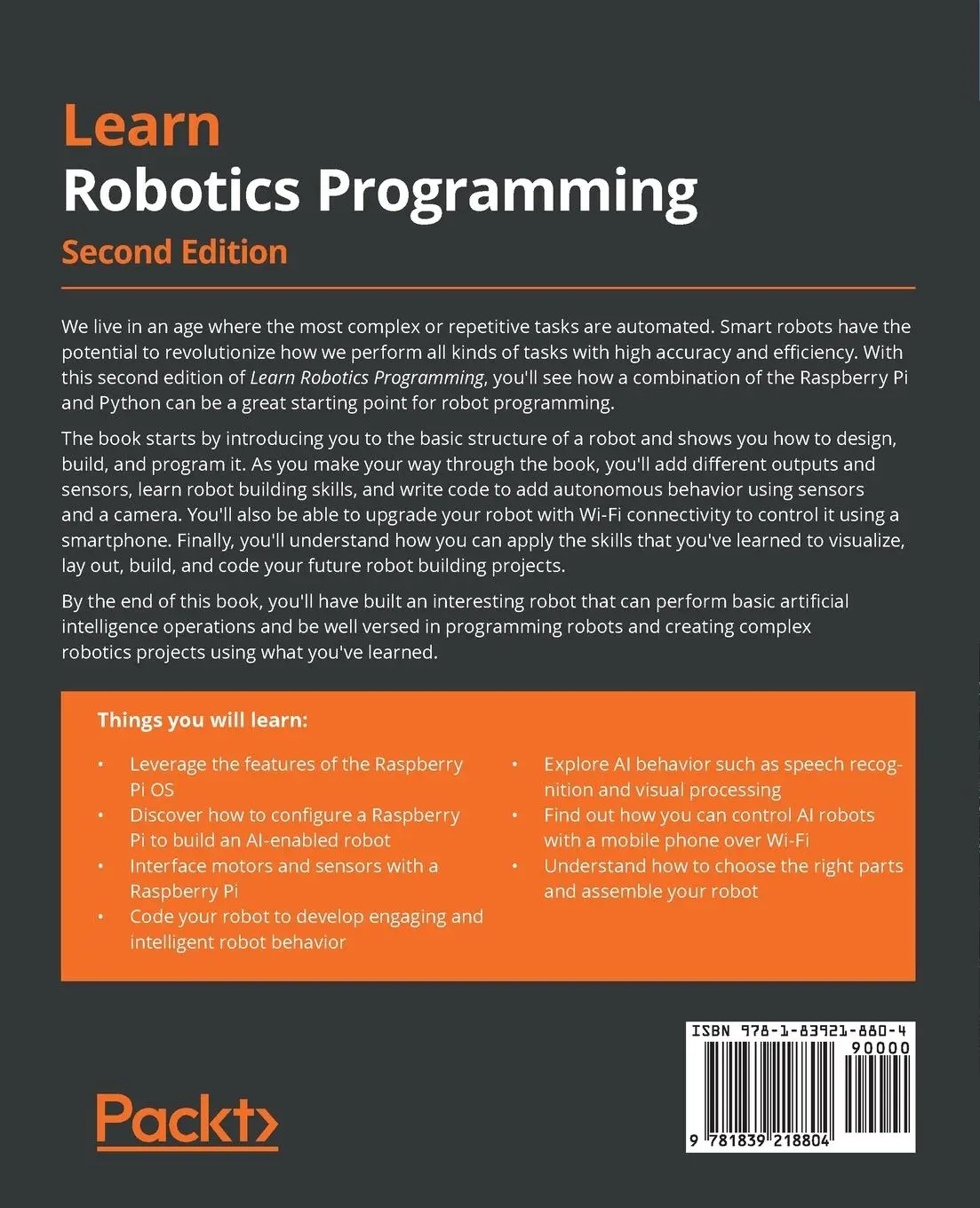 Rückseite: 9781839218804 | Learn Robotics Programming - Second Edition | Danny Staple | Buch