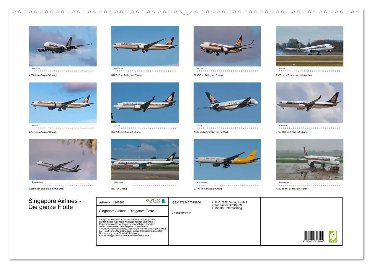 Bild: 9783457328804 | Singapore Airlines - Die ganze Flotte (Wandkalender 2026 DIN A2...