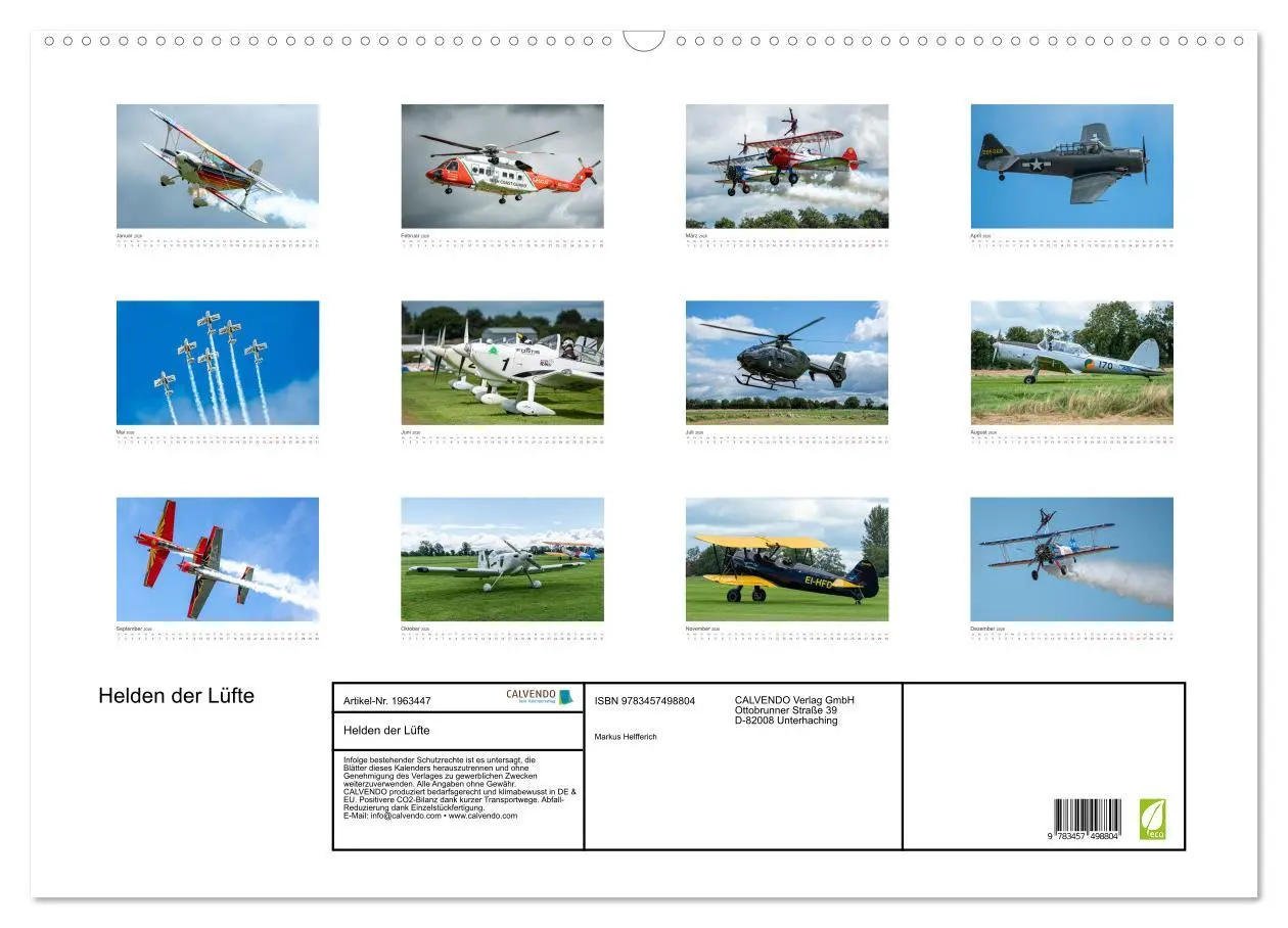 Bild: 9783457498804 | Helden der Lüfte (Wandkalender 2026 DIN A2 quer), CALVENDO...