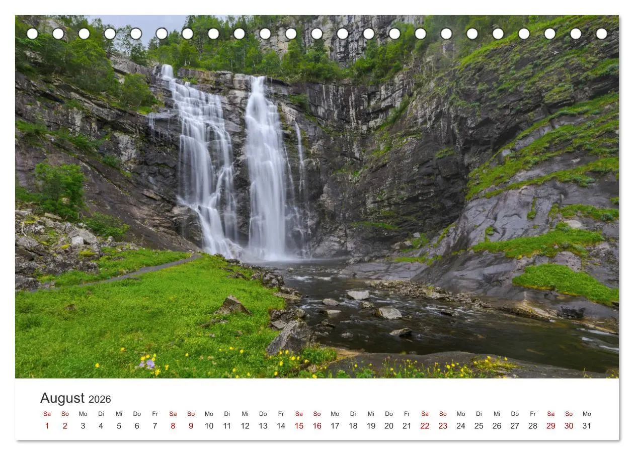 Bild: 9783457708804 | Wasserfälle in Norwegen (Tischkalender 2026 DIN A5 quer), CALVENDO...