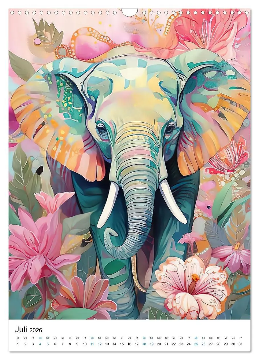 Bild: 9783516278804 | Farbenfrohe Elefanten (Wandkalender 2026 DIN A3 hoch), CALVENDO...