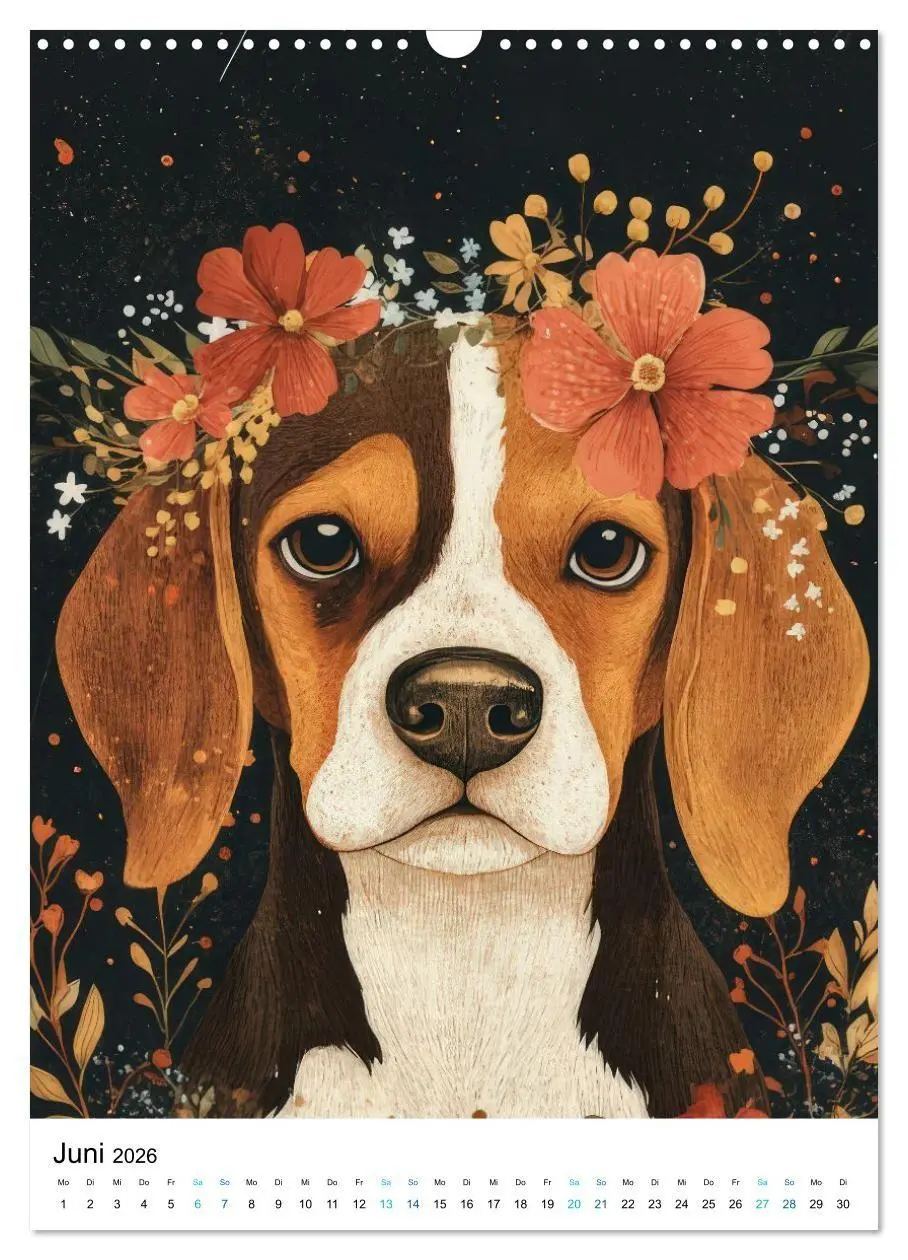 Bild: 9783516658804 | Beagle im Blumenmeer (Wandkalender 2026 DIN A3 hoch), CALVENDO...