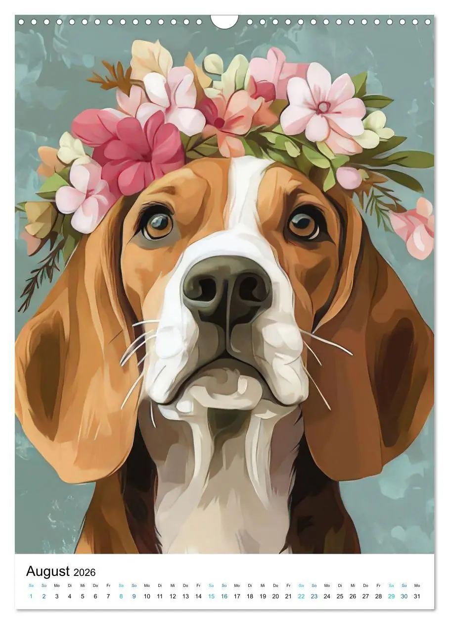 Bild: 9783516658804 | Beagle im Blumenmeer (Wandkalender 2026 DIN A3 hoch), CALVENDO...