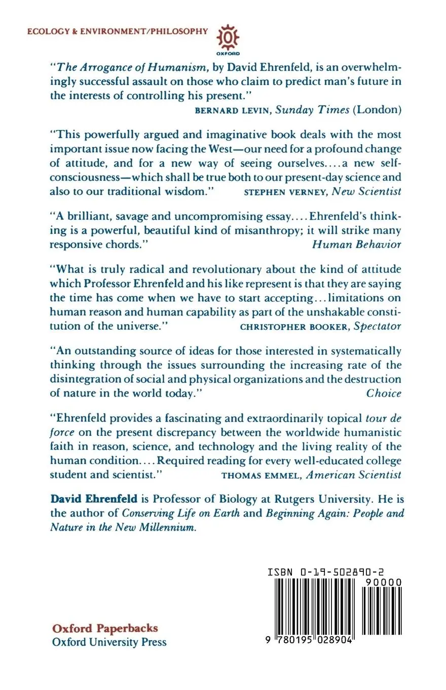 Rückseite: 9780195028904 | The Arrogance of Humanism | David W. Ehrenfeld | Taschenbuch | 1981