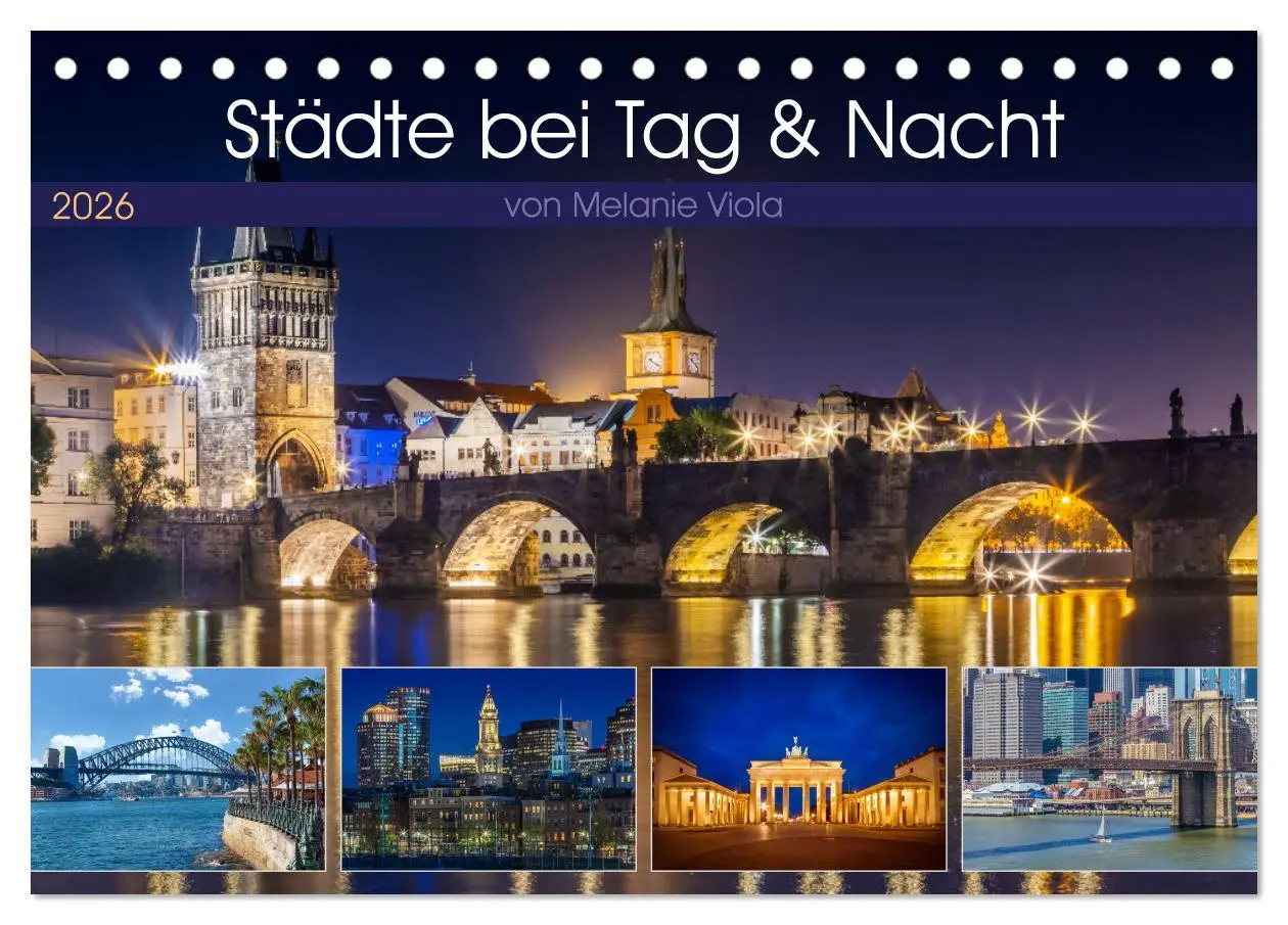 Cover: 9783457558904 | Städte bei Tag und Nacht (Tischkalender 2026 DIN A5 quer), CALVENDO...