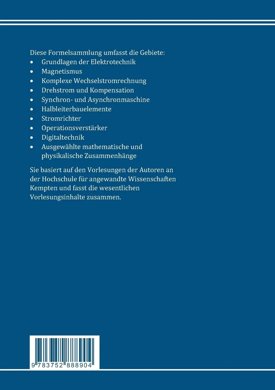 Rückseite: 9783752888904 | Formelsammlung Elektrotechnik | Matthias Schmidt (u. a.) | Taschenbuch