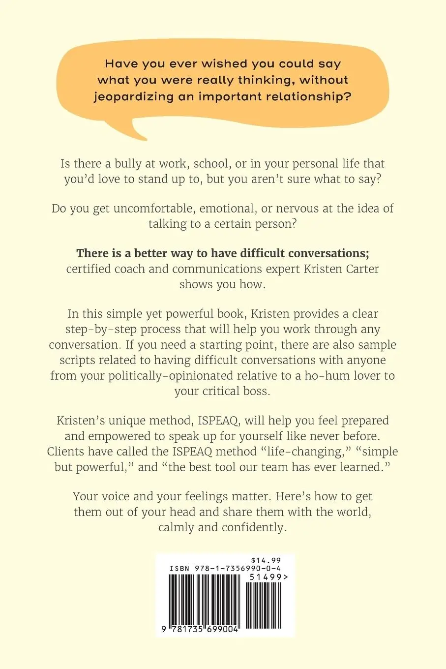 Rückseite: 9781735699004 | ISPEAQ | How to Speak Up for Yourself and Have Difficult Conversations