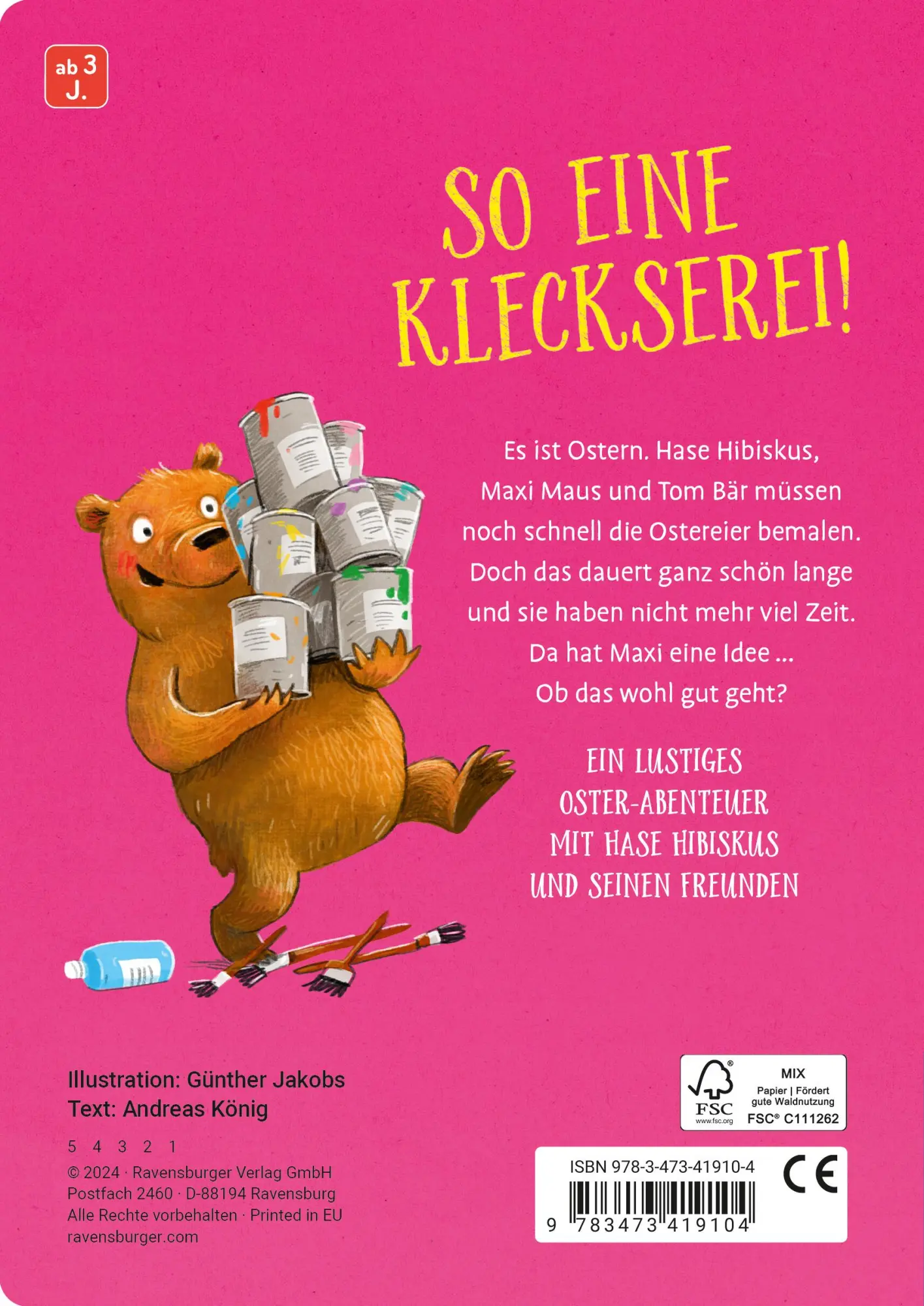 Rückseite: 9783473419104 | Hase Hibiskus und die Oster-Kleckserei | Andreas König | Buch | 26 S.