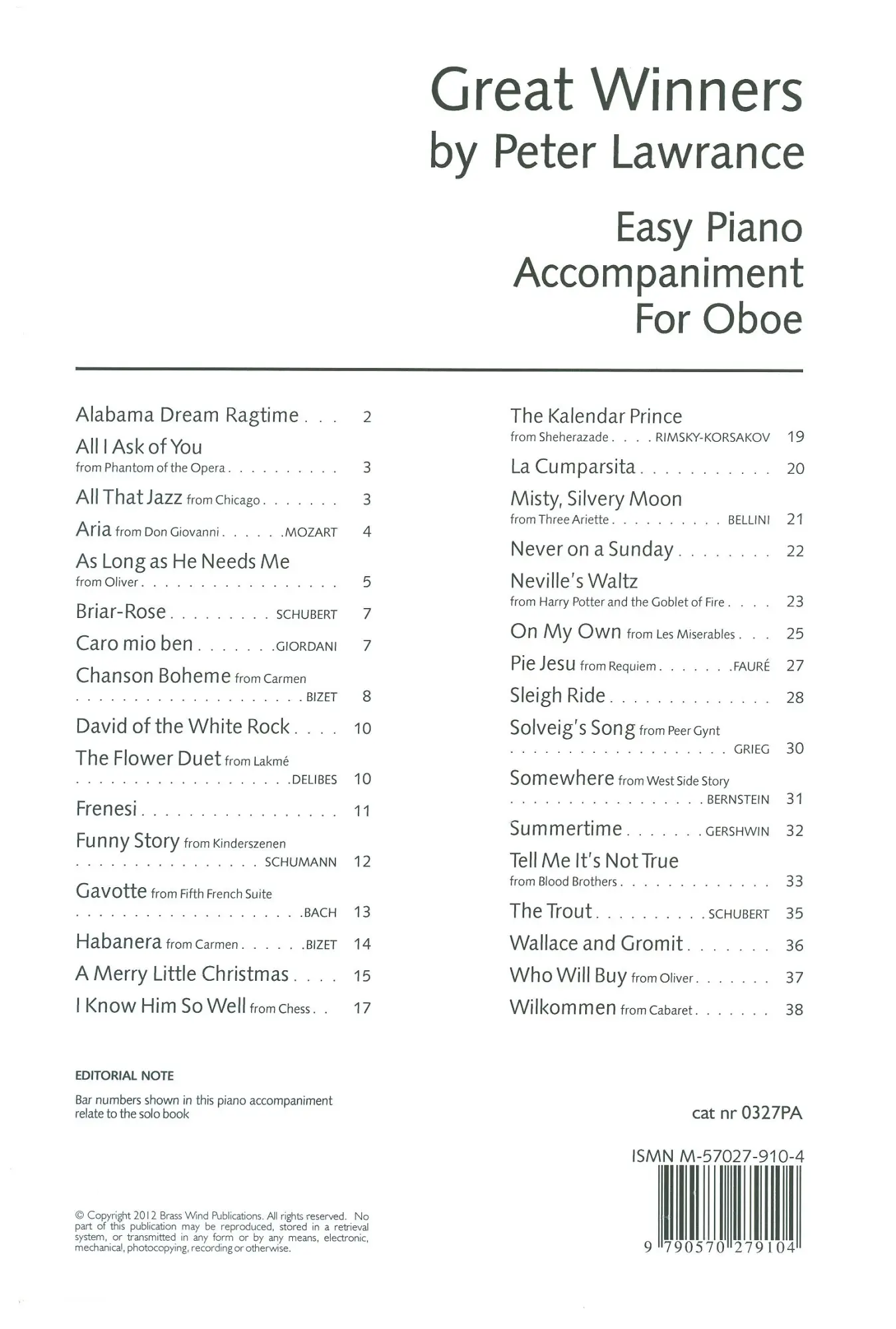 Cover: 9790570279104 | Great Winners For Oboe - Piano Accompaniment | Piano Accompagniment