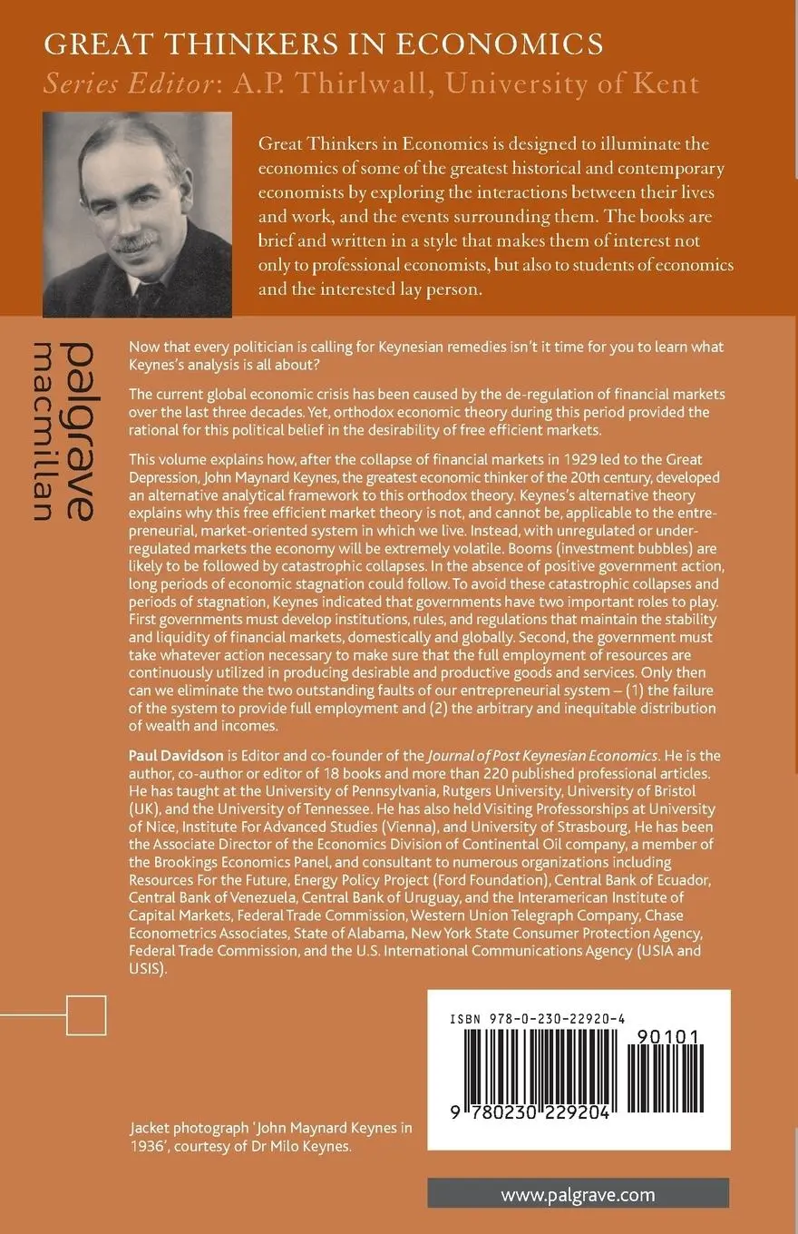 Rückseite: 9780230229204 | John Maynard Keynes | P. Davidson | Taschenbuch | xiv | Englisch