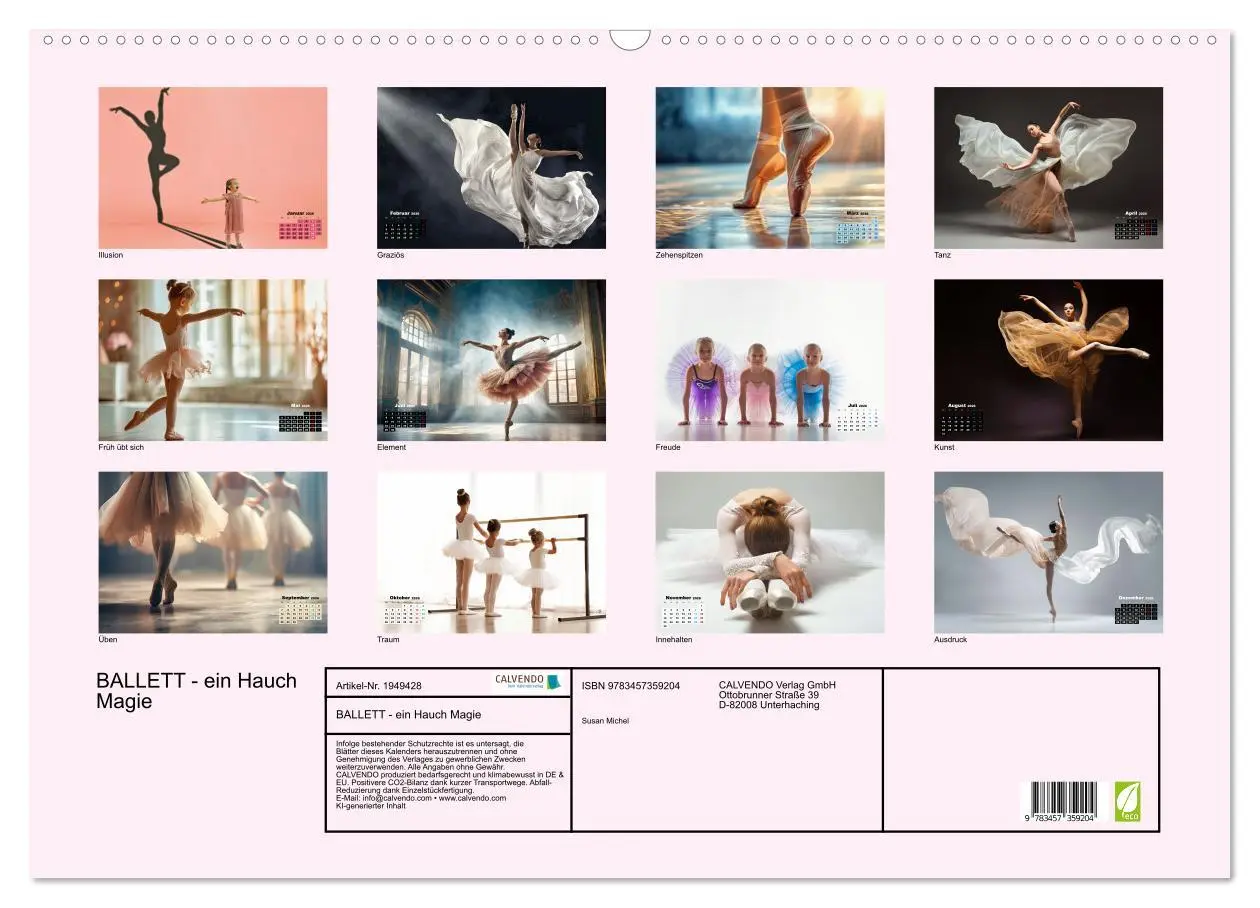 Bild: 9783457359204 | BALLETT - ein Hauch Magie (Wandkalender 2026 DIN A2 quer), CALVENDO...