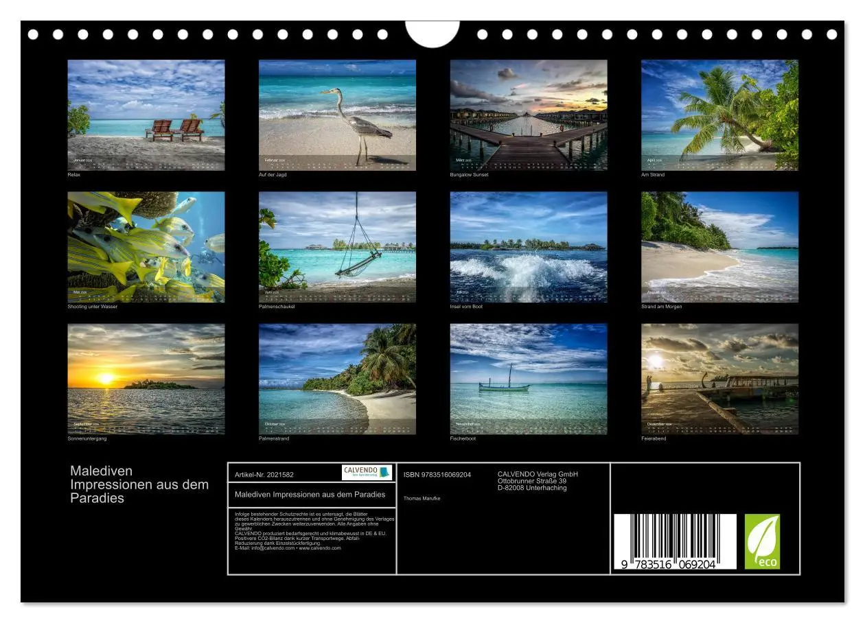 Bild: 9783516069204 | Malediven Impressionen aus dem Paradies (Wandkalender 2026 DIN A4...