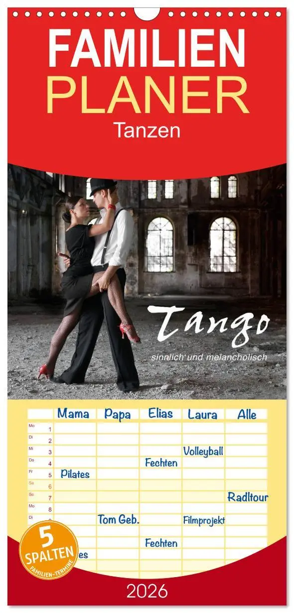 Cover: 9783516519204 | Familienplaner 2026 - Tango - sinnlich und melancholisch mit 5...