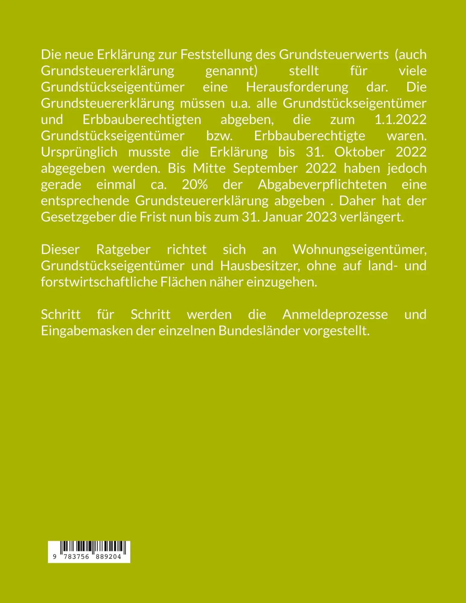 Rückseite: 9783756889204 | Mein ELSTER - Grundsteuererklärung | Martin Berger | Taschenbuch