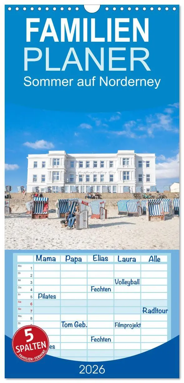 Cover: 9783516509304 | Familienplaner 2026 - Sommer auf Norderney mit 5 Spalten...