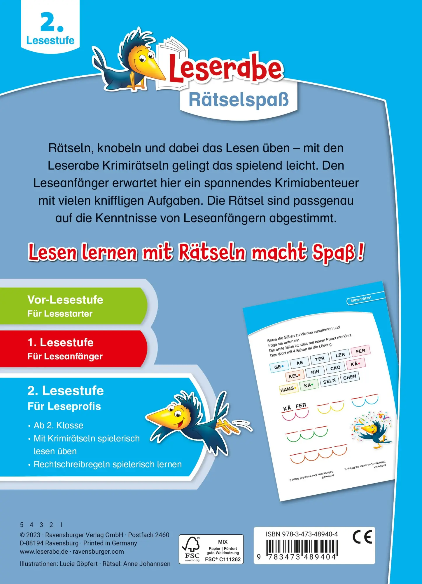 Rückseite: 9783473489404 | Leserabe - Rätselspaß - Krimirätsel zum Lesenlernen, 2. Lesestufe