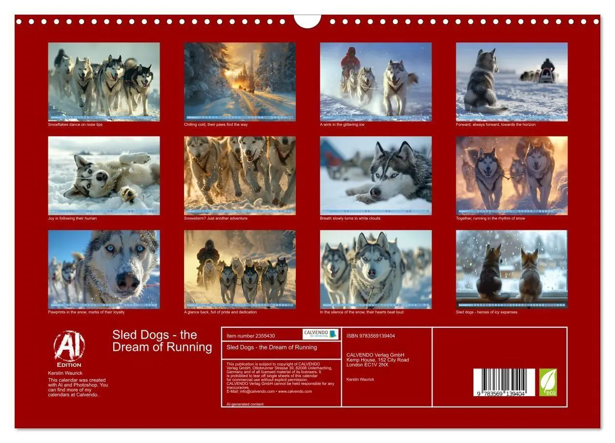 Bild: 9783569139404 | Sled Dogs - the Dream of Running (Wall Calendar 2027 DIN A3...