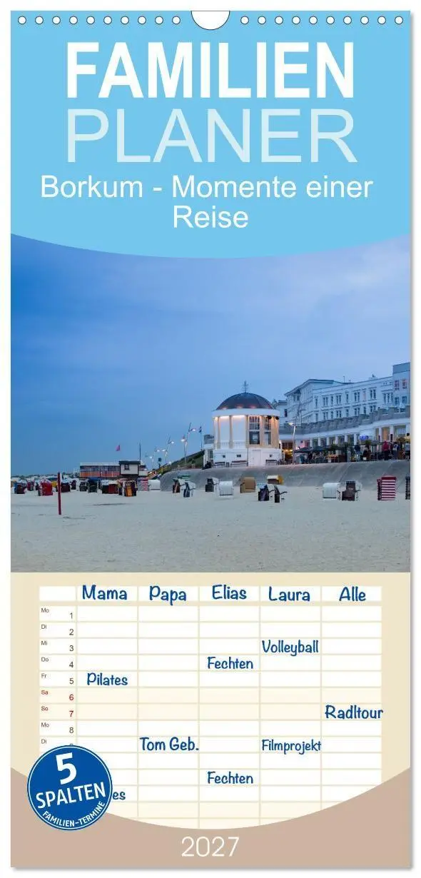 Cover: 9783594269404 | Familienplaner 2027 - Borkum - Momente einer Reise mit 5 Spalten...