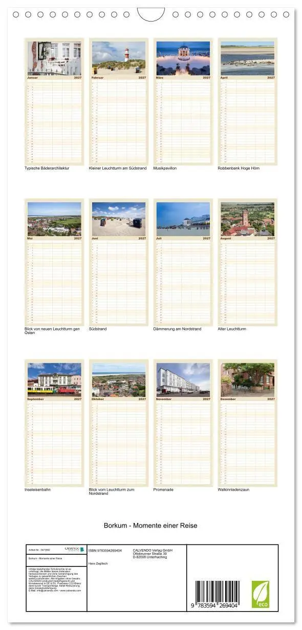 Bild: 9783594269404 | Familienplaner 2027 - Borkum - Momente einer Reise mit 5 Spalten...