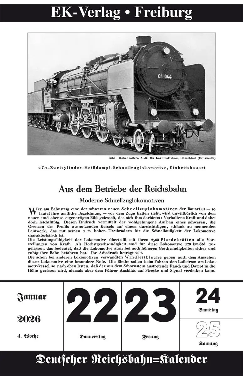 Bild: 9783844659504 | Deutscher Reichsbahn Kalender 2026 | Kalender | 106 S. | Deutsch