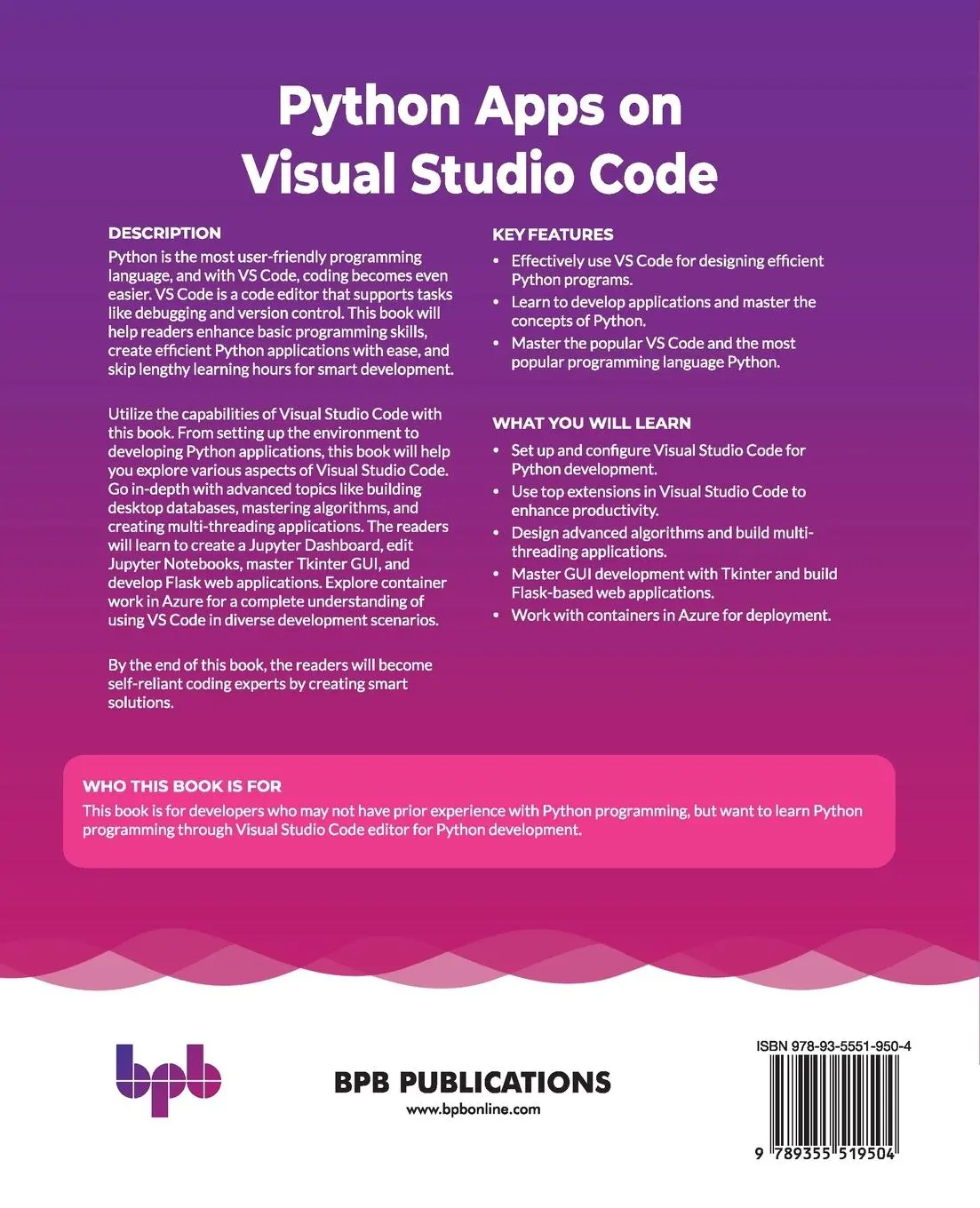 Rückseite: 9789355519504 | Python Apps on Visual Studio Code | Swapnil Saurav | Taschenbuch